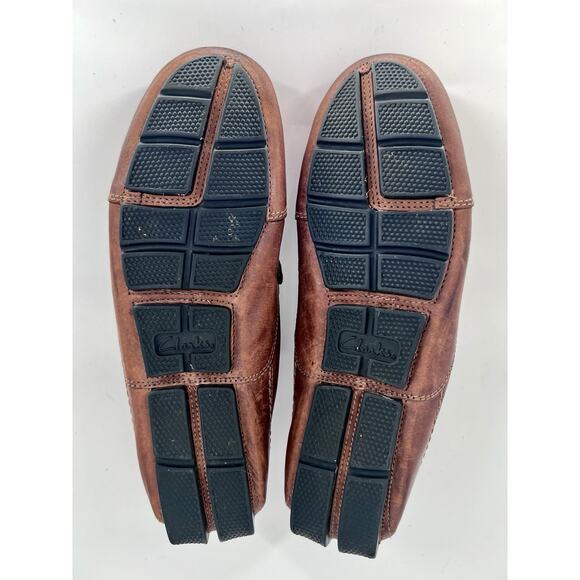 Clarks Ashmont Way Tan Leather Loafer Driving Shoes Men's 9.5M Comfort Slip On - Picture 10 of 12